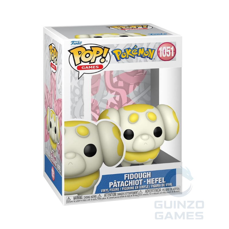 Figura d’azione Pokémon Fidoough in vinile bianca con orecchie rosa