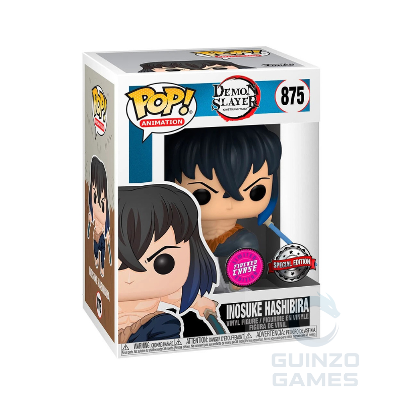 Figurina Funko Pop Demon Slayer Inosuke Hashibira in scatola, versione chase