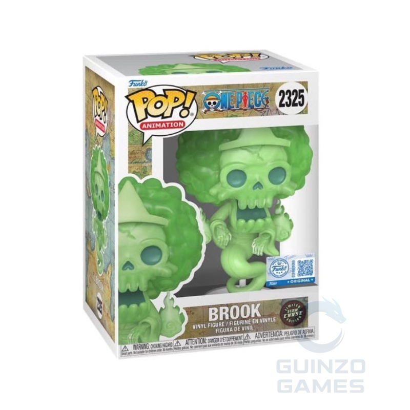 Figura vinile Brook teschio verde glow, confezione Funko POP Animation One Piece