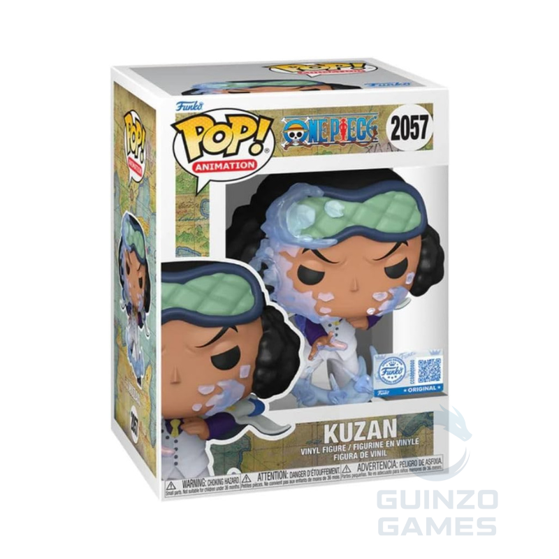 Actionfigur Funko POP Kuzan 2057 esclusiva in scatola, tuta azzurra e cappuccio