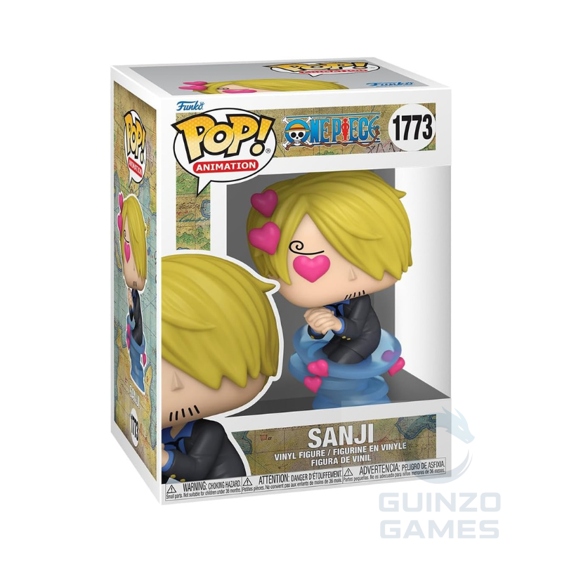 Figura Funko POP One Piece: Sanji in scatola con capelli biondi e cuori