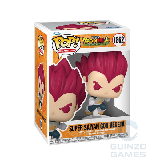 Figura Funko Pop in vinile di Vegeta con capelli rossi a punta e abito blu