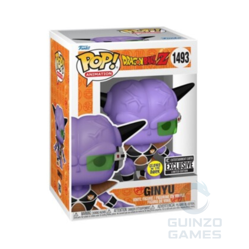 Scatola Funko Pop! Ginyu 1493 GITD Exclusive con figura viola e visiera verde