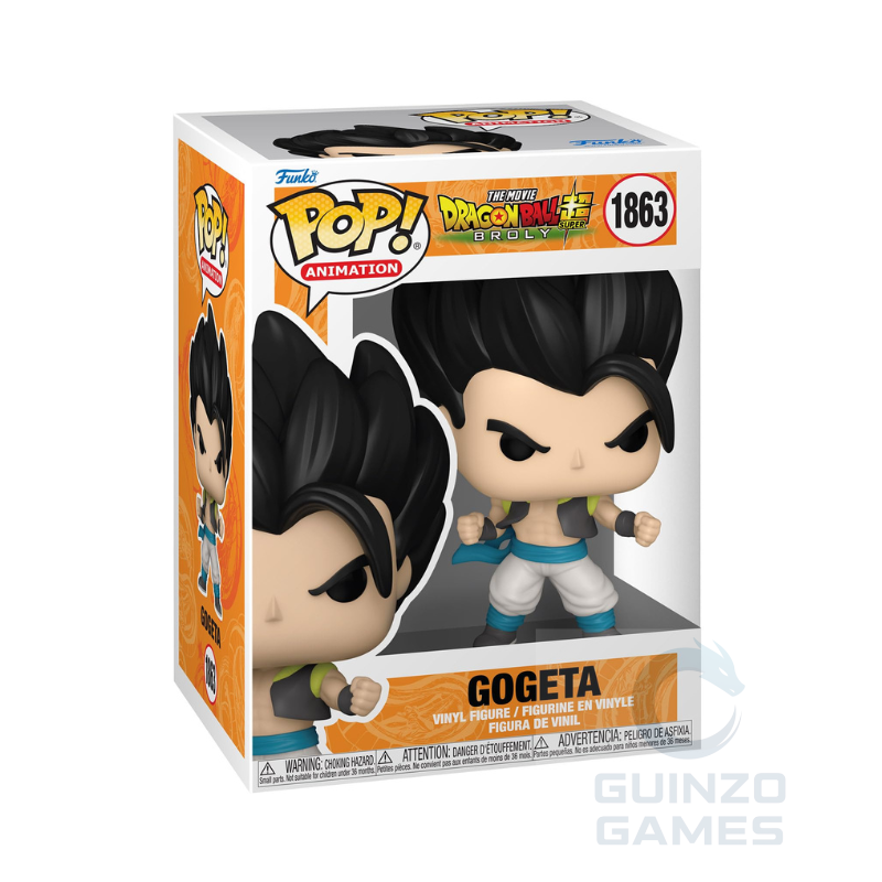Figura Funko POP Gogeta in scatola, capelli neri, tuta azzurra, stivali arancioni