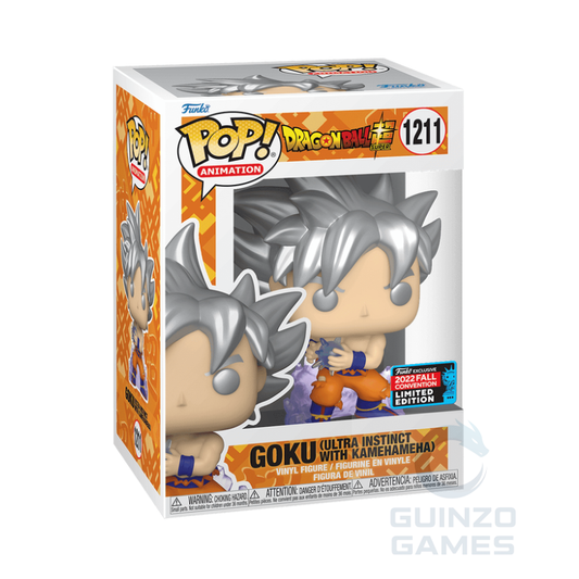 Action figure Funko Pop Dragon Ball con capelli argento e posa con energia blu