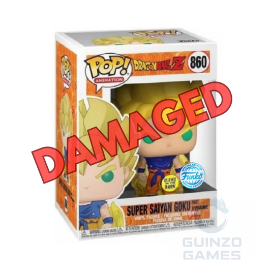 Scatola figurina Funko POP Super Saiyan Goku, edizione speciale 860, glow al buio, DAMAGED