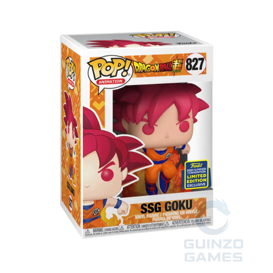 Pupazzo Funko Pop Dragon Ball Super SSG Goku 827 in confezione, capelli rosso-viola