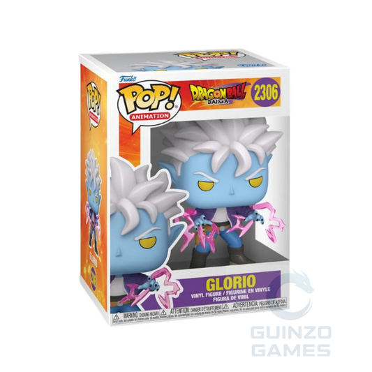 Action figure FUNKO POP in vinile, scatola con personaggio blu, braccia con energia rosa