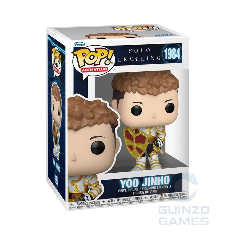 Figura Funko Pop Animation Yoo Jinho 1984 in scatola, personaggio con armatura e mantello