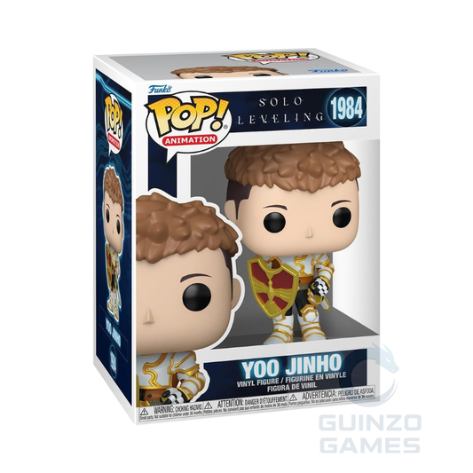 Figura Funko Pop Animation Yoo Jinho 1984 in scatola, personaggio con armatura e mantello