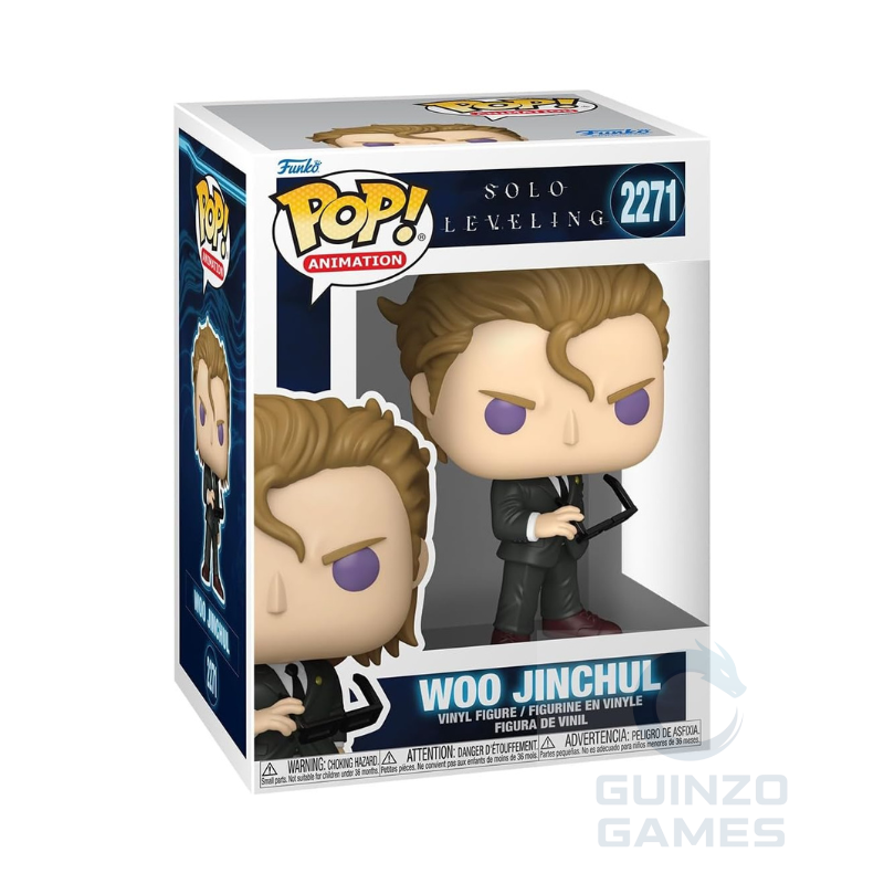 Figura Funko POP Woo Jinchul in scatola con capelli castani e vestito nero
