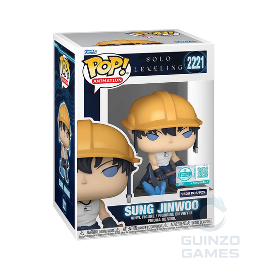 Figura Funko Pop in scatola: Sung Jinwoo con elmetto giallo e guanti blu