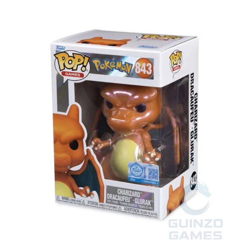 Scatola con action figure Funko Pop Charizard 843 in confezione trasparente