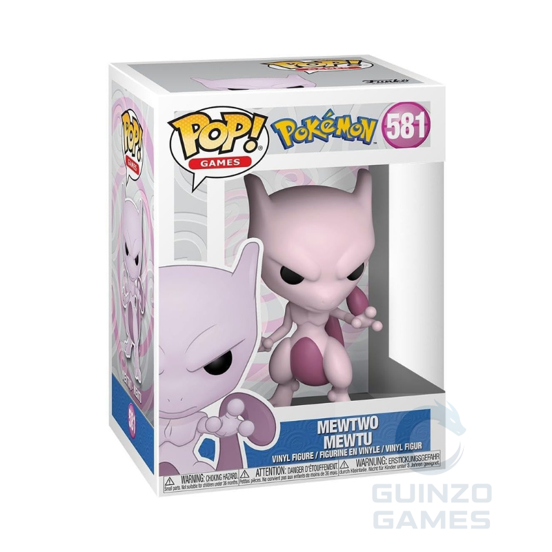 Figurina FUNKO POP Pokémon Mewtwo 581, sagoma viola chiaro con occhi scuri