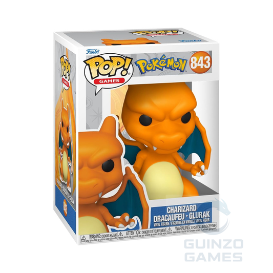 Figura Funko POP Pokémon Charizard 843, in confezione con drago arancione
