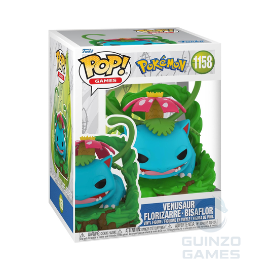 Scatola FUNKO POP Pokémon 1158 con figura Venusaur blu e verde, dettagli rosa e corna