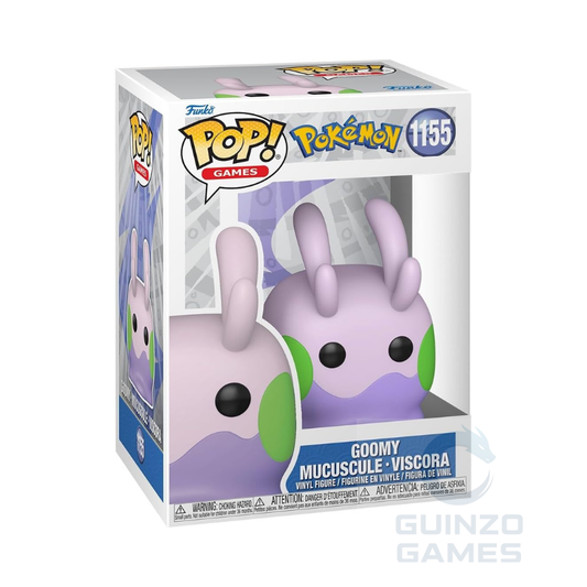Action figure Funko POP Pokémon Goomy 1155 in scatola con figura viola e verde