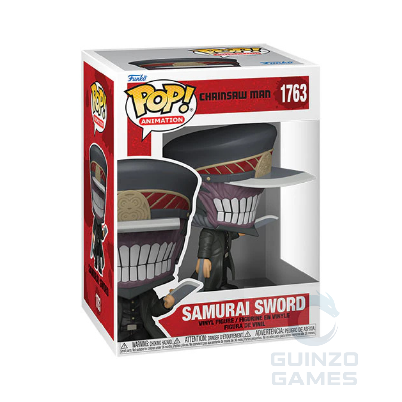 Scatola Funko Pop di Chainsaw Man con mini-figura con katana, numero 1763