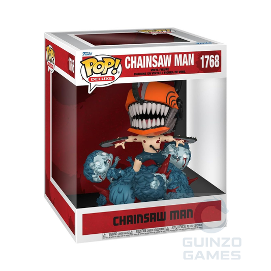 Scatola Funko POP Chainsaw Man 1768 con mini-figura e motosega arancione