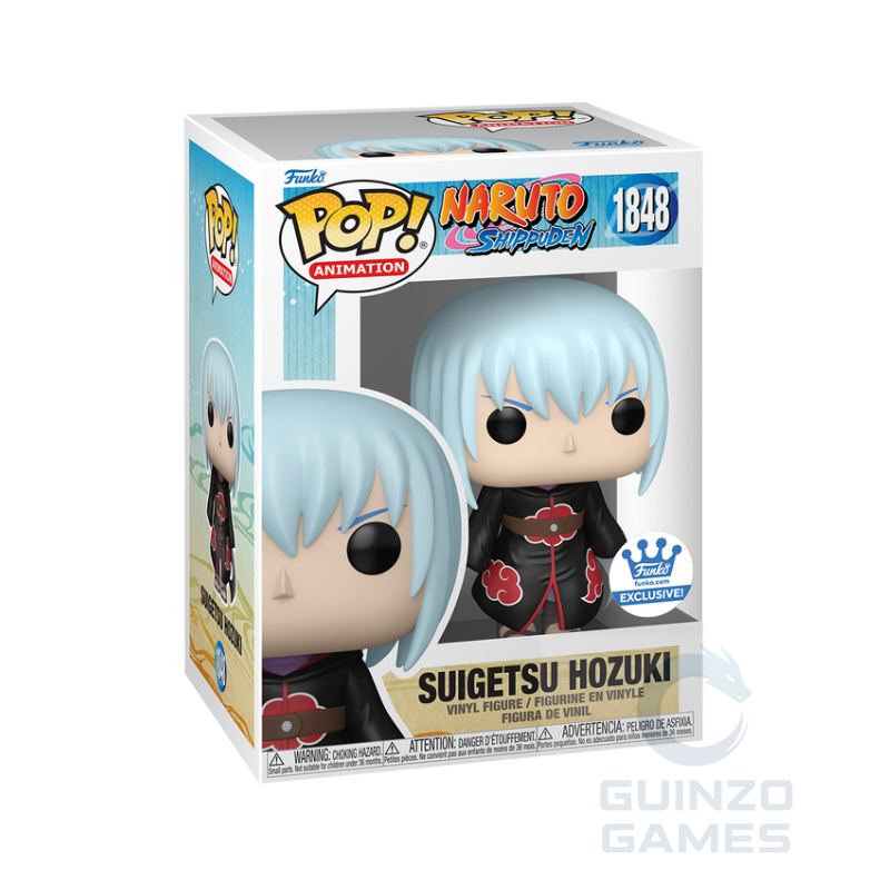 Scatola Funko POP! Naruto Suigetsu Hozuki: figura in vinile, capelli azzurri, outfit nero-rosso