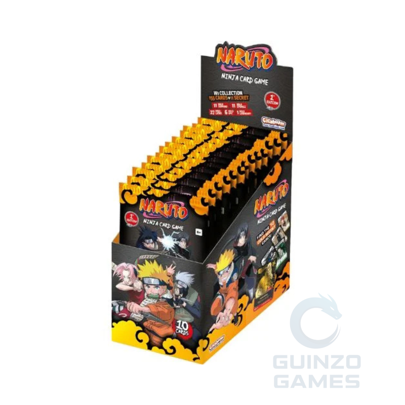 Scatola di booster Naruto Mythos Box 24 First Edition, con 24 buste di carte