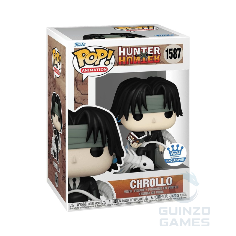 Action figure Funko POP! Chrollo 1587 esclusiva, confezione con personaggio nero