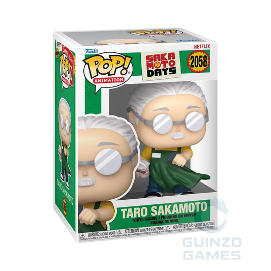 Action figure Funko POP in scatola: Taro Sakamoto con occhiali e camicia verde