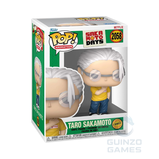 Figurina Funko POP in vinile Taro Sakamoto 2058 Chase, con occhiali e capelli grigi.