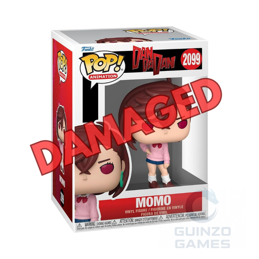 Scatola Funko POP Dandadan con figurina vinile Momo 2099, stile chibi, testa marrone