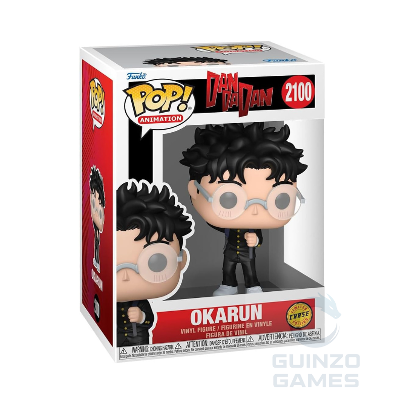 Figura Funko Pop! DanDaDan Okarun 2100 chase nella confezione, personaggio in nero