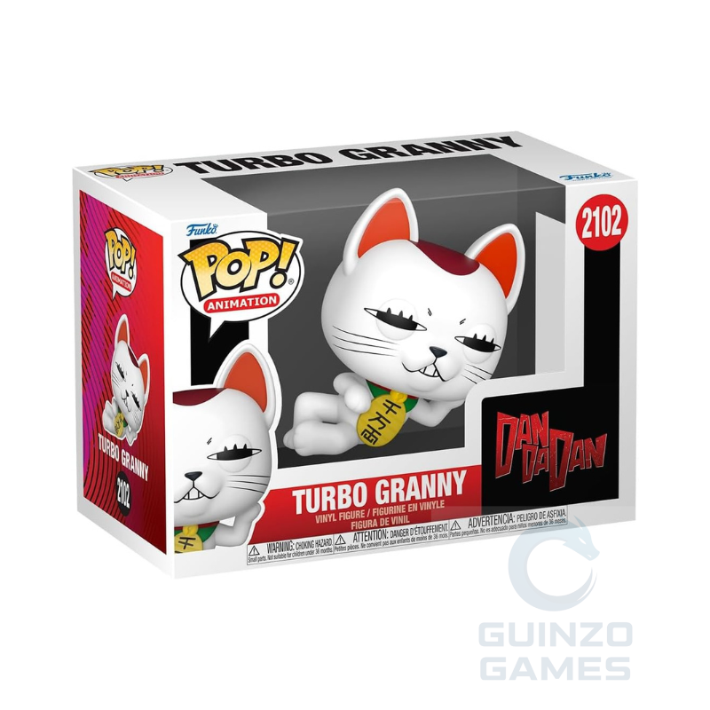Figurina Funko POP Animation Turbo Granny 2102 in scatola, gatto bianco con collare