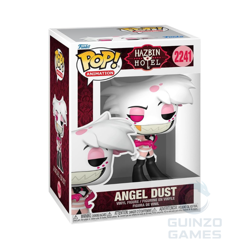 Action figure in vinile Funko POP Angel Dust in confezione scatolata, capelli bianchi