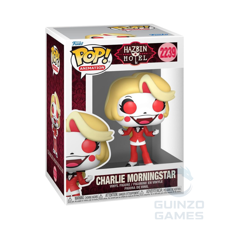 Scatola Funko Pop con figura di Charlie Morningstar, capelli biondi e vestito rosso