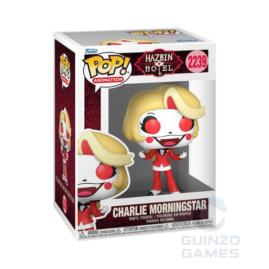 Scatola Funko Pop con figura di Charlie Morningstar, capelli biondi e vestito rosso