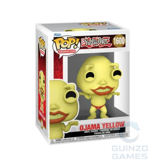 Figura Funko POP Ojama Yellow gialla, occhi grandi e bocca rossa.