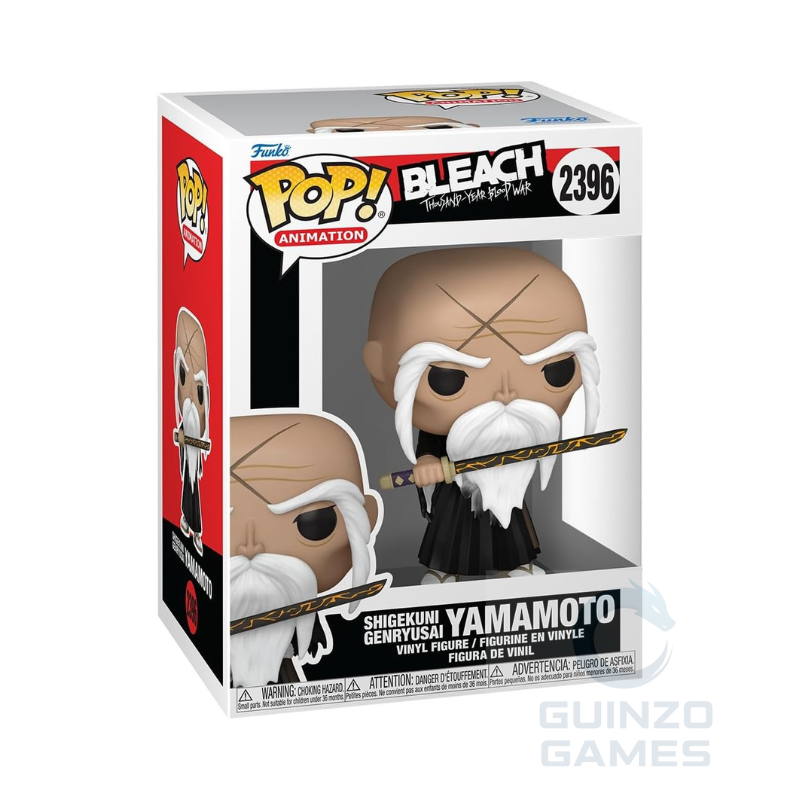 Figura Funko POP anime Bleach in scatola: Yamamoto con barba bianca e spada