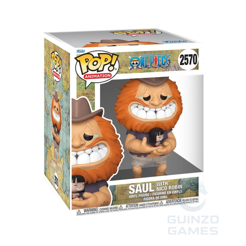 Kutu içi Funko Pop vinil figür: turuncu sakallı aslan yüzlü karakter ve siyah saçlı figür