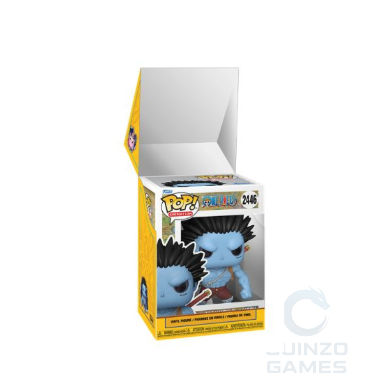 Scatola Funko Pop One Piece Mystery con figura blu dai capelli a spina