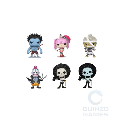 Set di figure Funko Pop One Piece Mystery con sei personaggi in stile anime