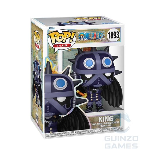 Figurina Funko Pop King 1893 in scatola, personaggio viola scuro con occhi tondi