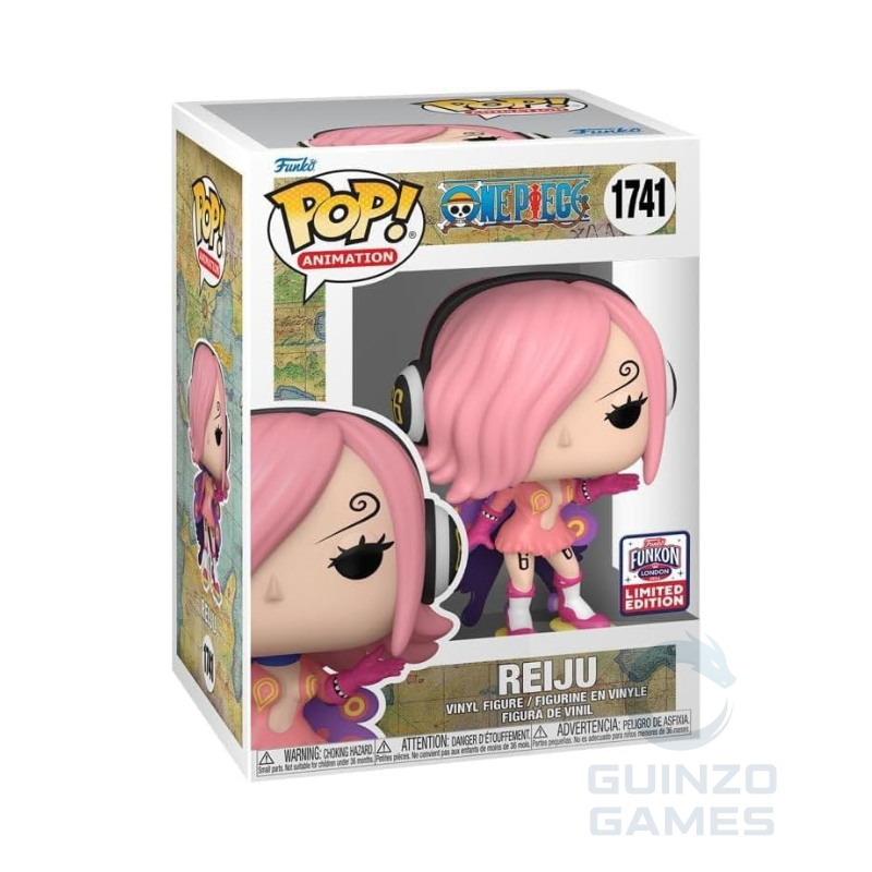 Figura Funko POP di Reiju nella confezione, capelli rosa e badge Limited Edition