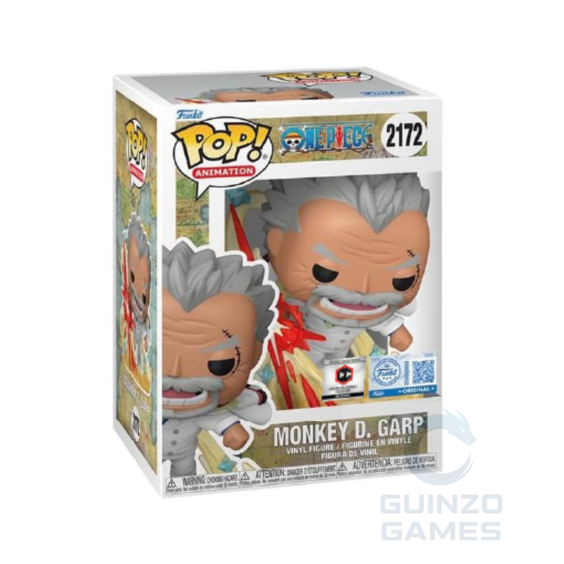 Figurina Funko POP! One Piece di Monkey D. Garp in scatola, faccia arancione e capelli grigi