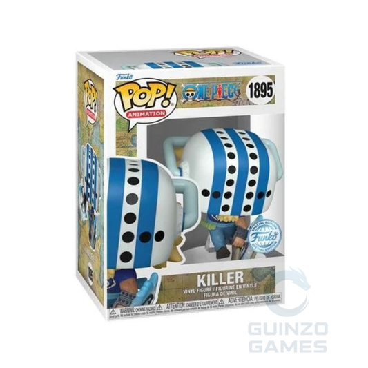 Figura Funko POP in vinile, scatola: Killer con cappuccio a righe blu e bianche.