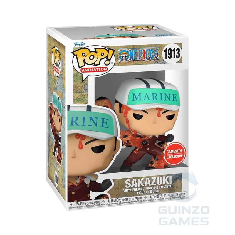 Scatola Funko Pop 1913 con figura: casco MARINE azzurro, fiamme rosse e dettagli