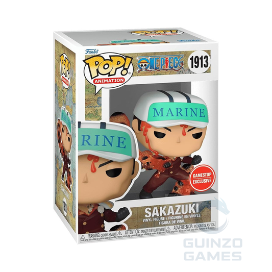 Scatola Funko Pop 1913 con figura: casco MARINE azzurro, fiamme rosse e dettagli