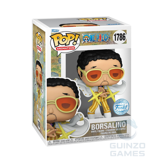 Figura Funko POP in vinile Borsalino con occhiali gialli, scatola vista laterale