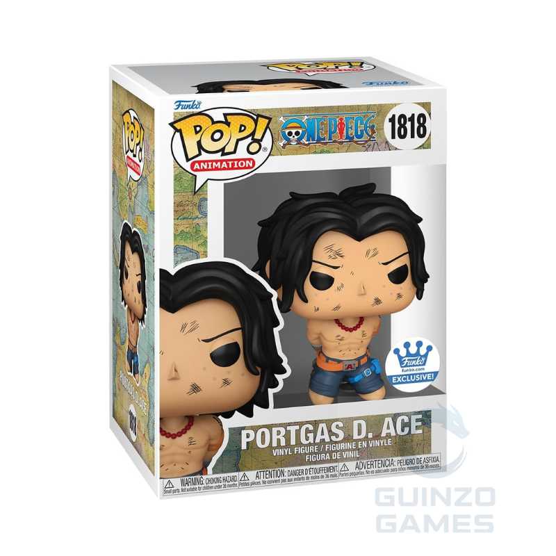Figura Funko POP in scatola con due versioni di Portgas D. Ace, edizione 1818