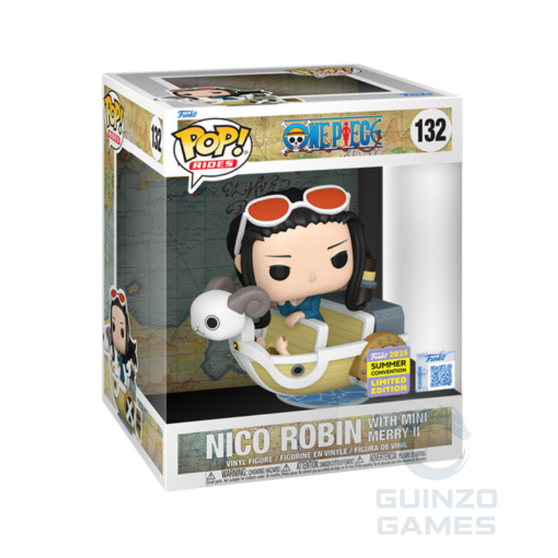 Figurina Funko Pop in scatola, Nico Robin 132 con cappello rosso e coniglio bianco