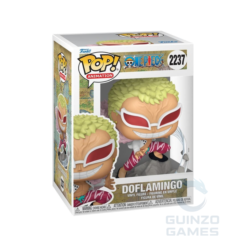 Action figure Funko Pop in scatola: Doflamingo, capelli verdi e maschera rossa
