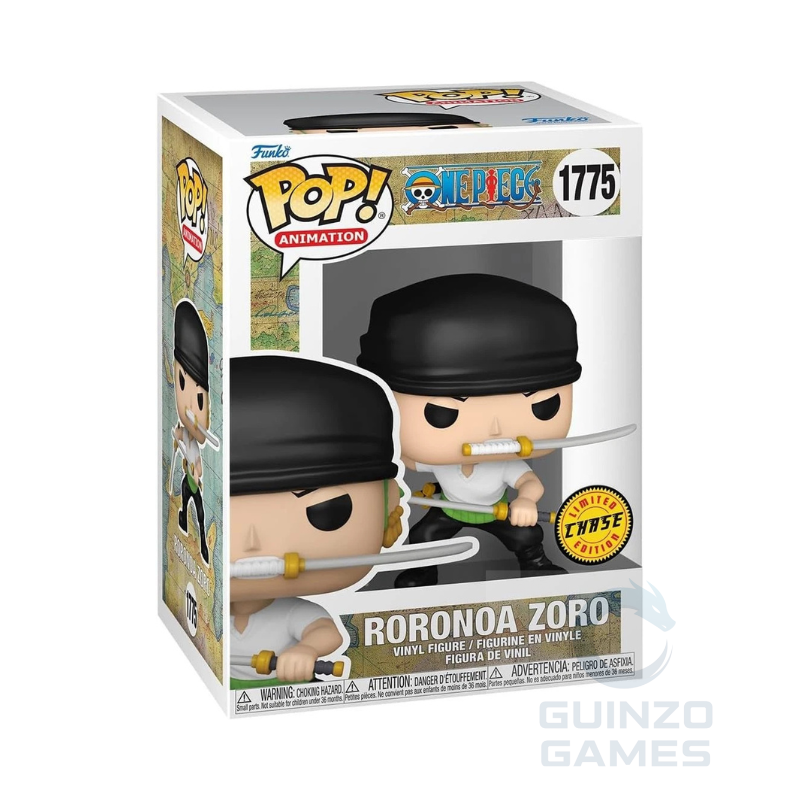 Figura Funko Pop anime in scatola: cappello nero, spada, Roronoa Zoro Chase